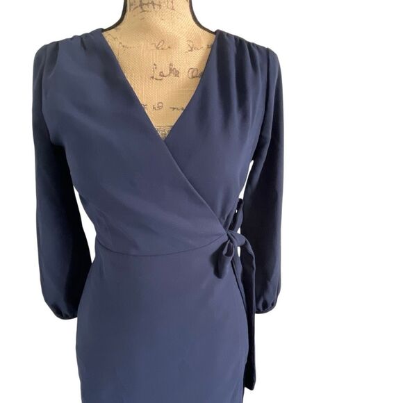 EUC J. Crew Petite Navy Blue Career Wrap Dress Wrap Dress - Size 2P - Picture 5 of 11